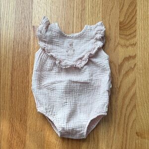 Elegant Baby Pink Ruffled Baby Onesie